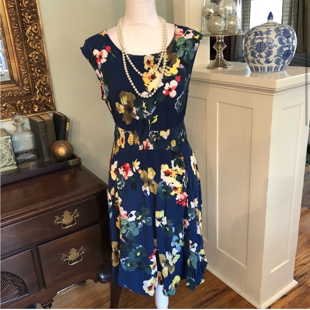 Anthropologie Maeve Evaline Blue Floral Dress